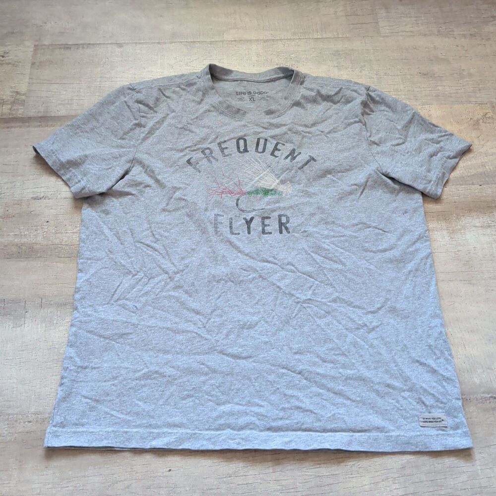 Life Is Good “Frequent Flyer” T-Shirt Mens XL Heather Grey EUC - Picture 2 of 6